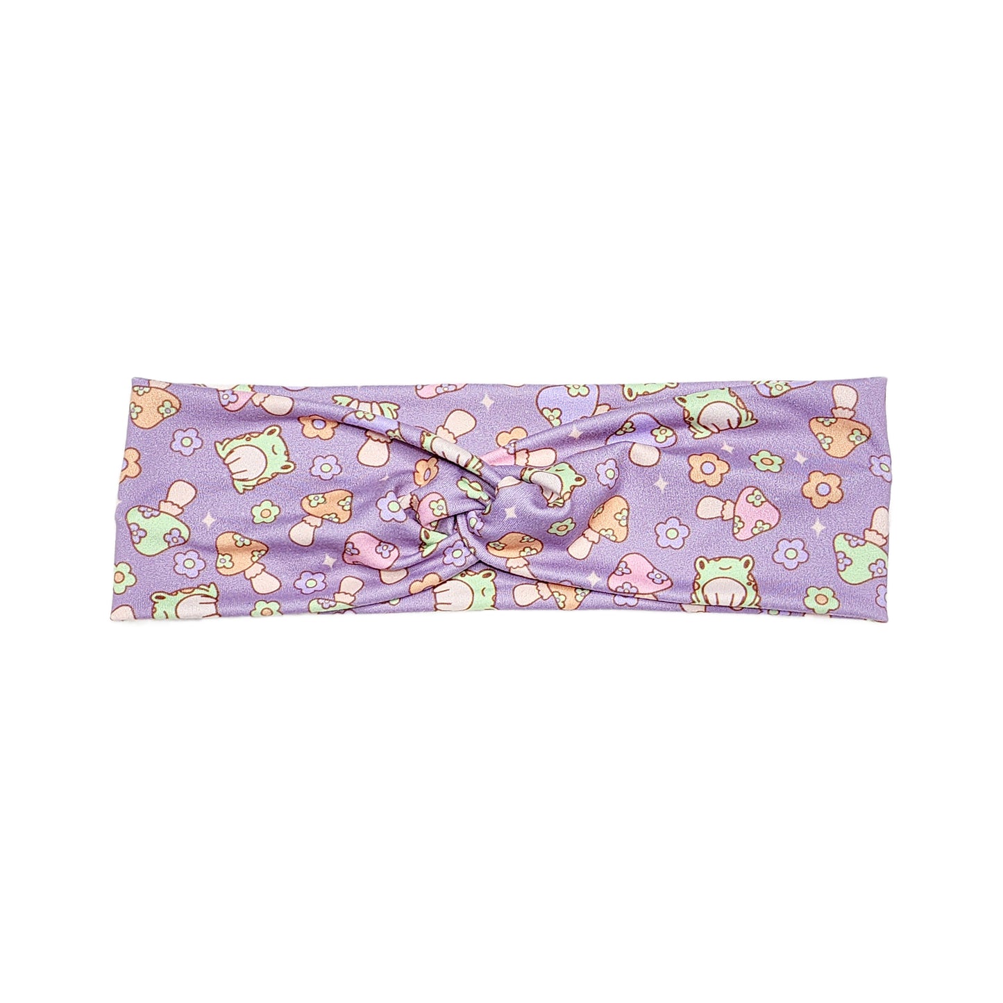 Purple Retro Frog and Mushroom Headband, Super Soft Collection