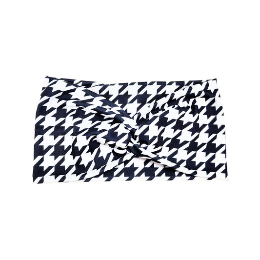 Wide Houndstooth Headband, Black & White