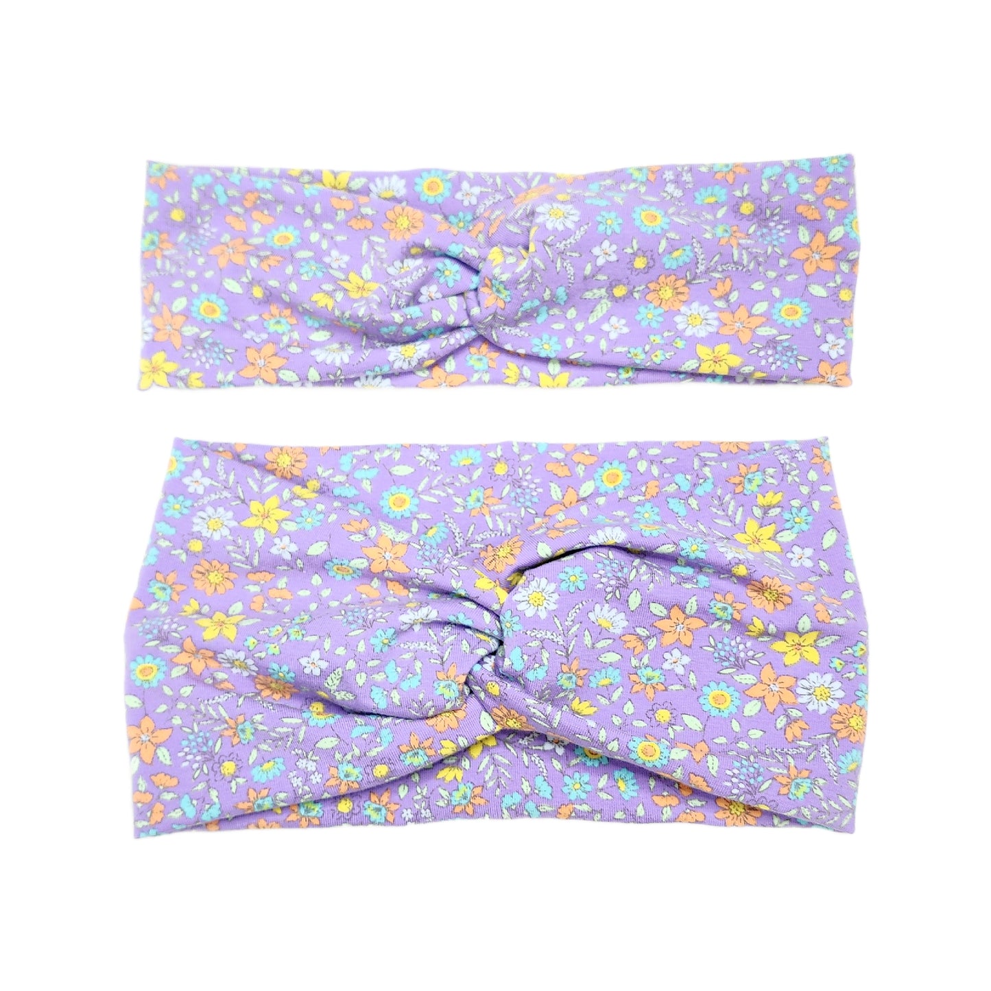 Purple Floral Headband, Cotton Spandex