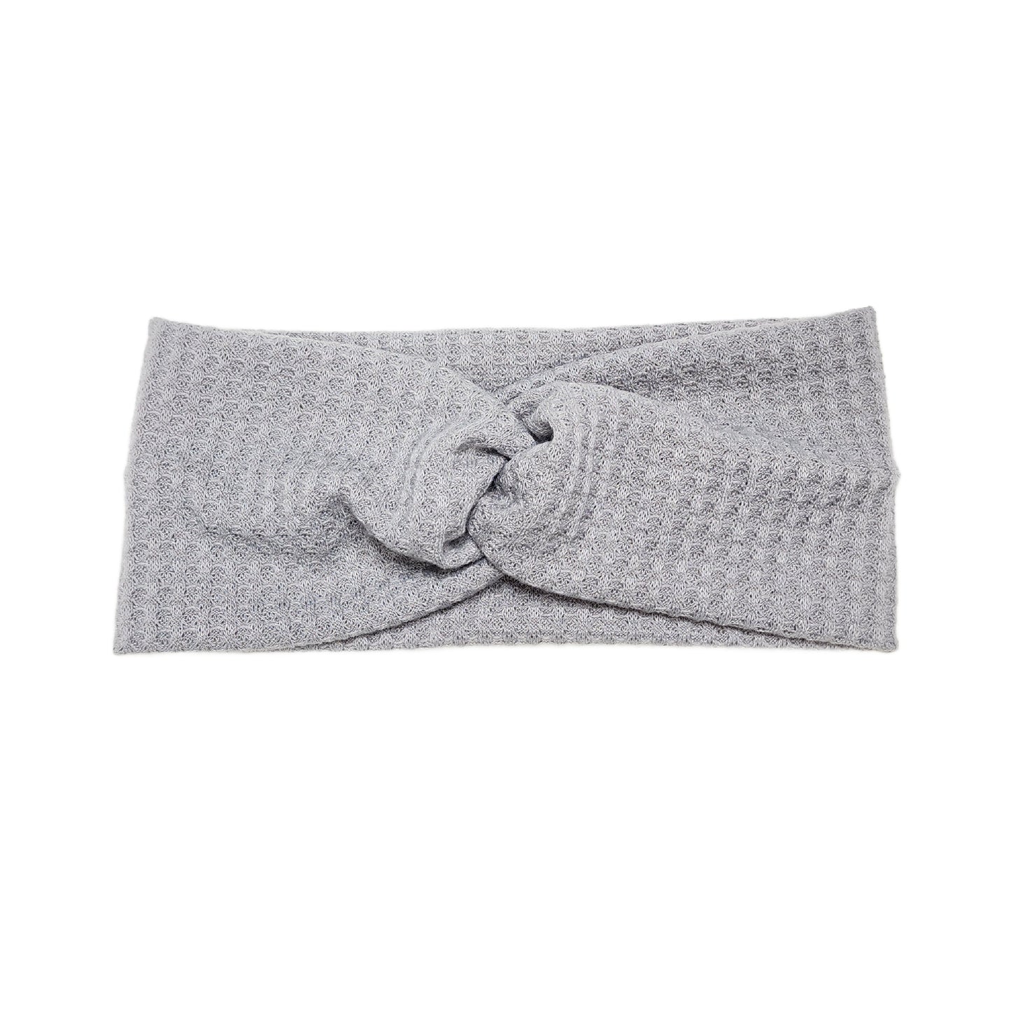 Waffle Twist Headband, Black, Charcoal, Light Gray