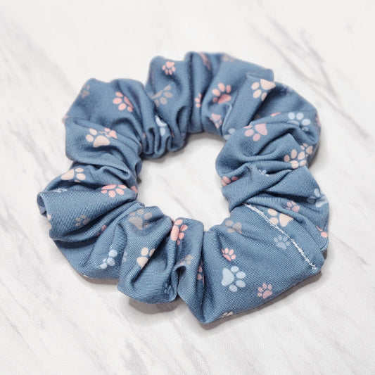 Pastel Dog Paw Print Scrunchie