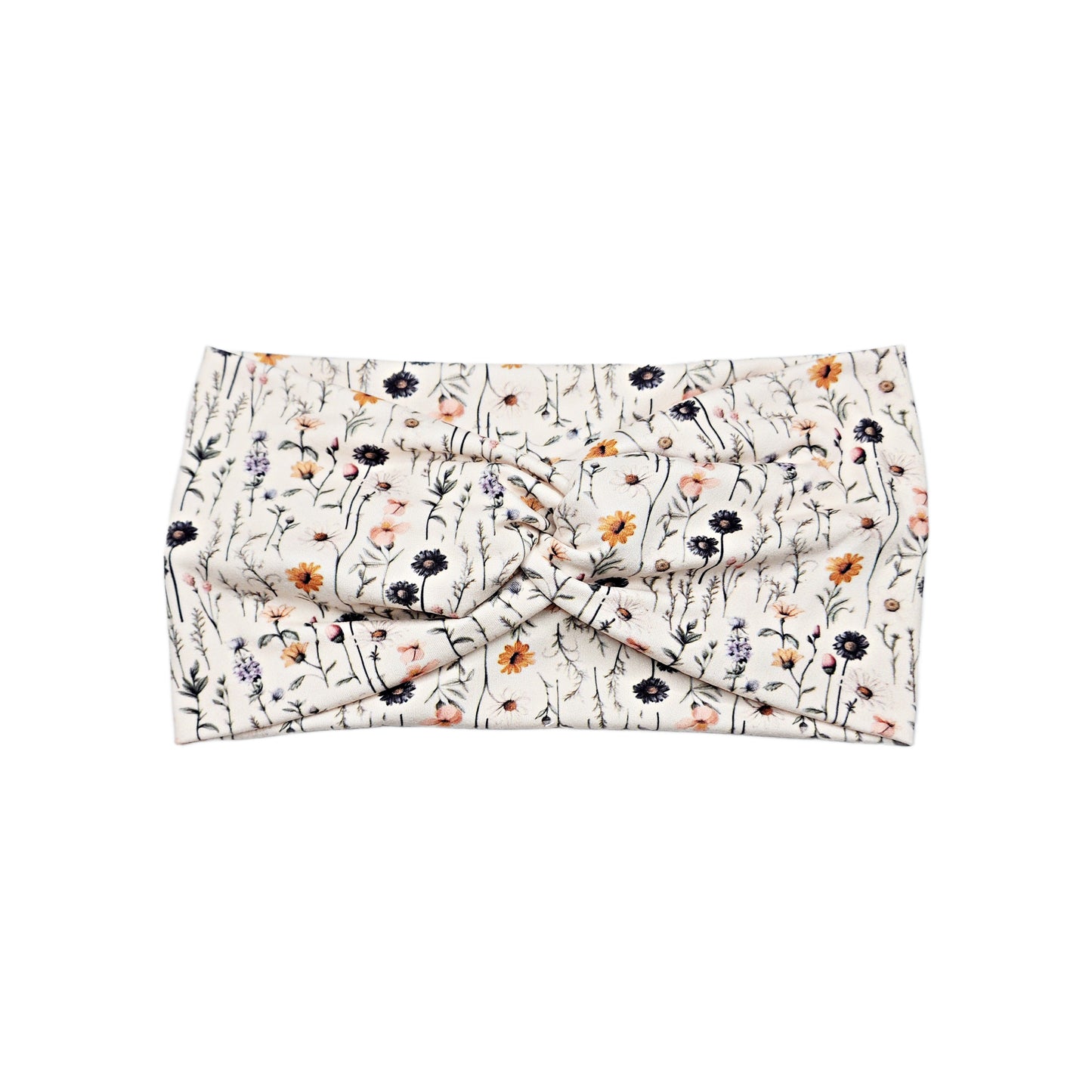 Wide Beige Floral Headband for Women