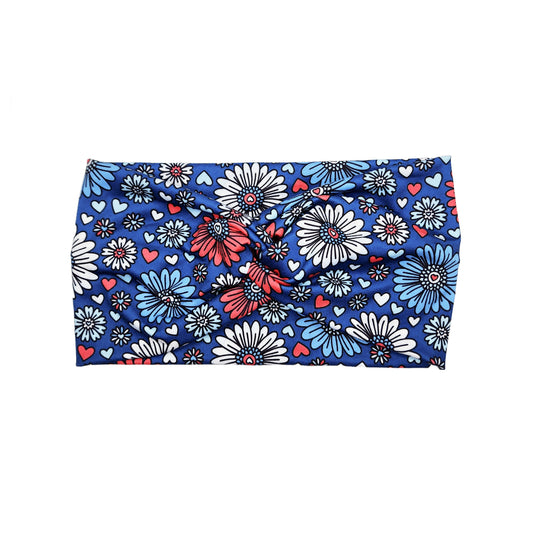 Wide Patriotic Floral Headband for Women