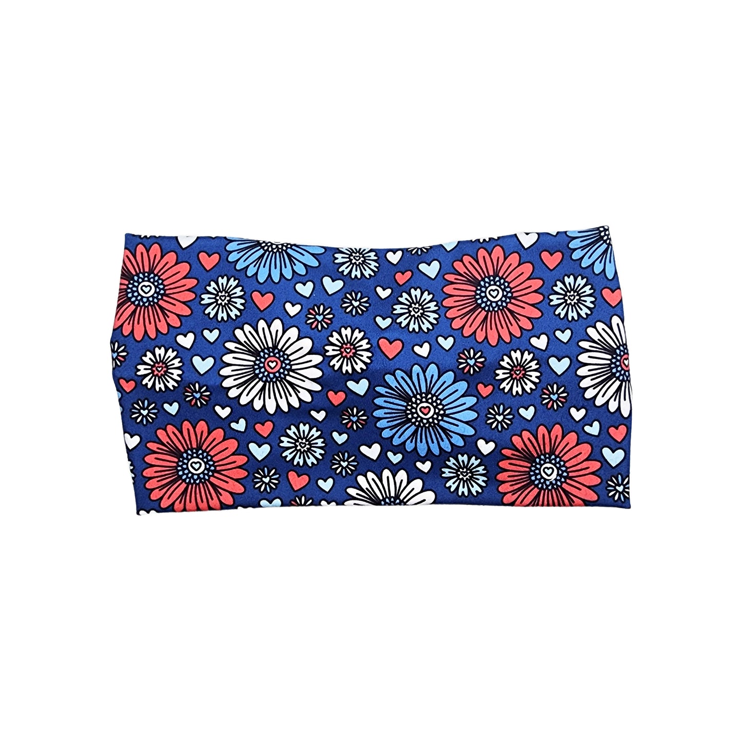 Wide Patriotic Floral Headband for Women