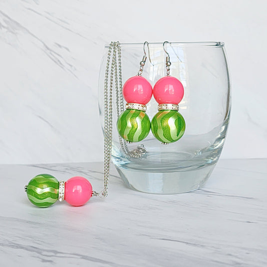 "Gimme Watermelon" Collection, 18" Pendant Necklace or Dangle Earrings