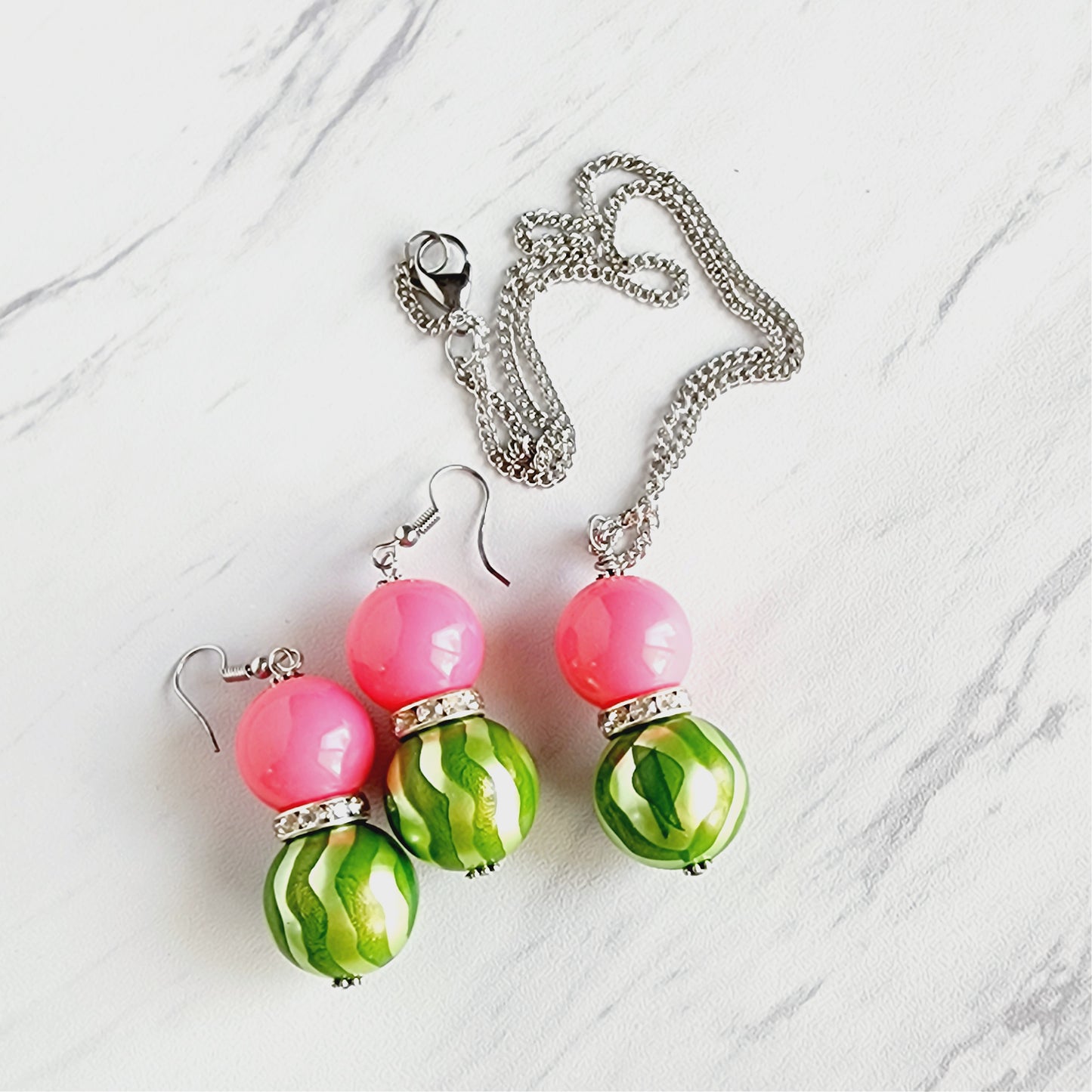 "Gimme Watermelon" Collection, 18" Pendant Necklace or Dangle Earrings