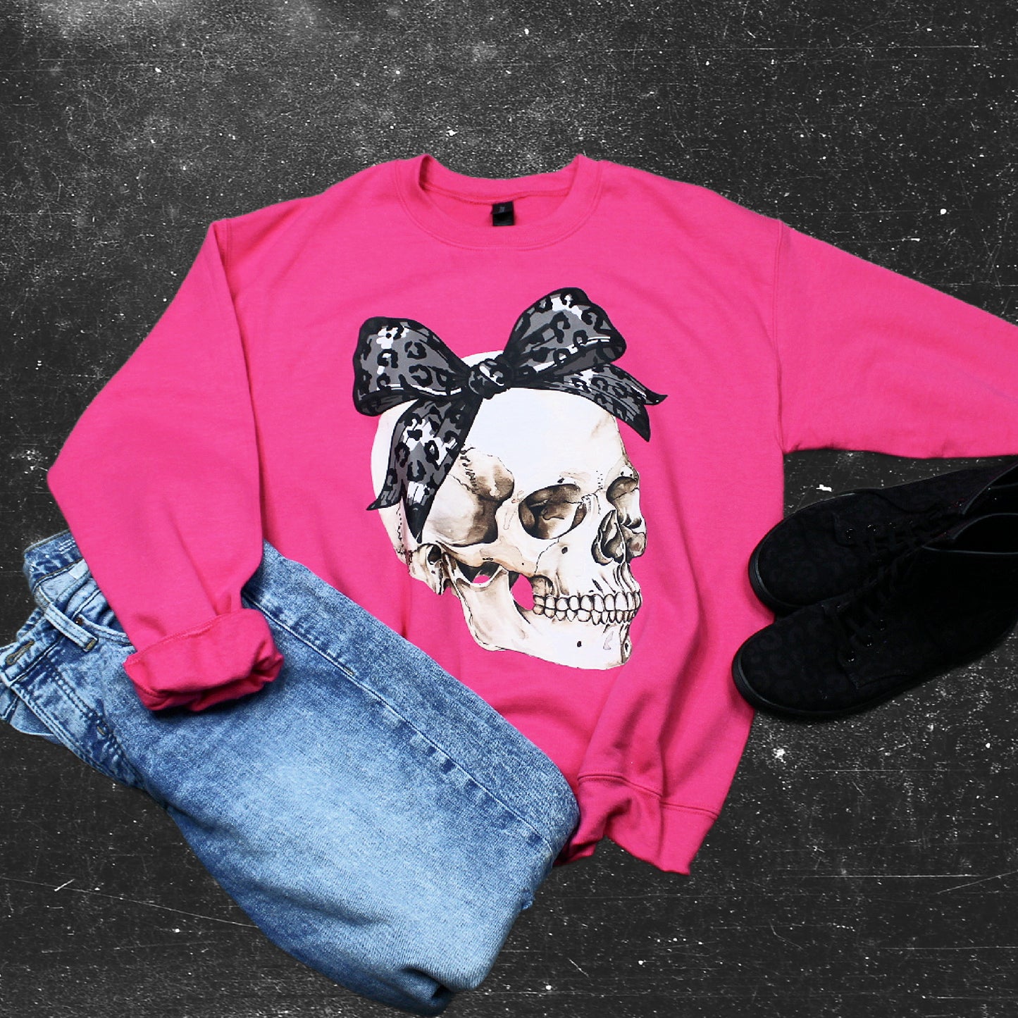 Hot Pink Girly Skull Sweatshirt