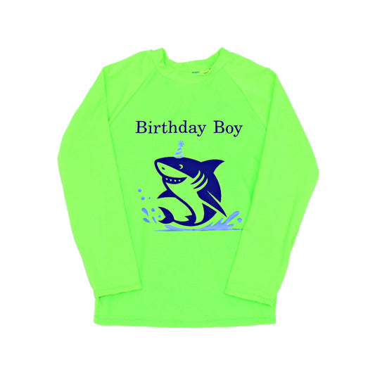 Shark Birthday Swim Shirt, Made to Order