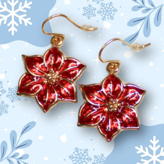 Red and Gold Flower Earrings