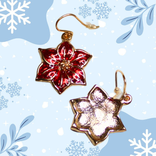 Red and Gold Flower Earrings