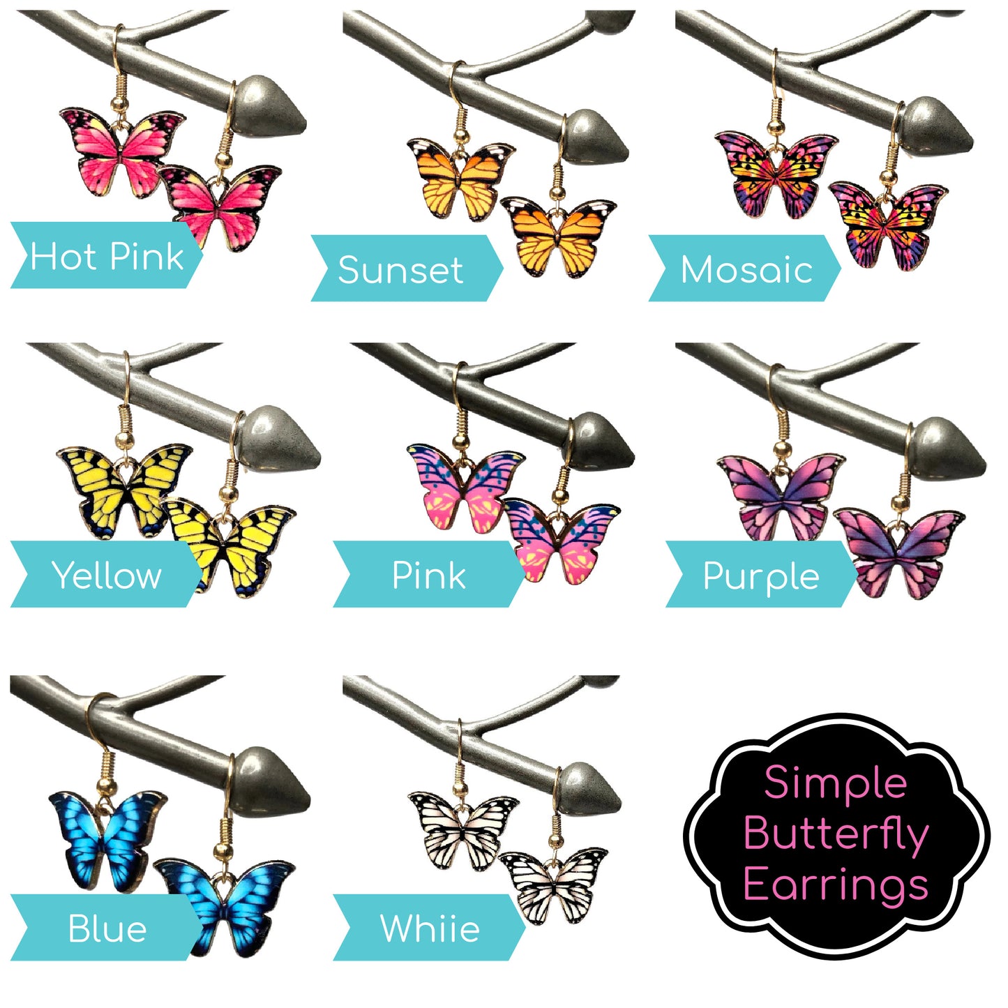 Simple Butterfly Drop Earrings