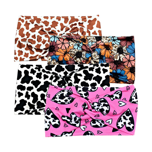 Wide Cow Print Headband