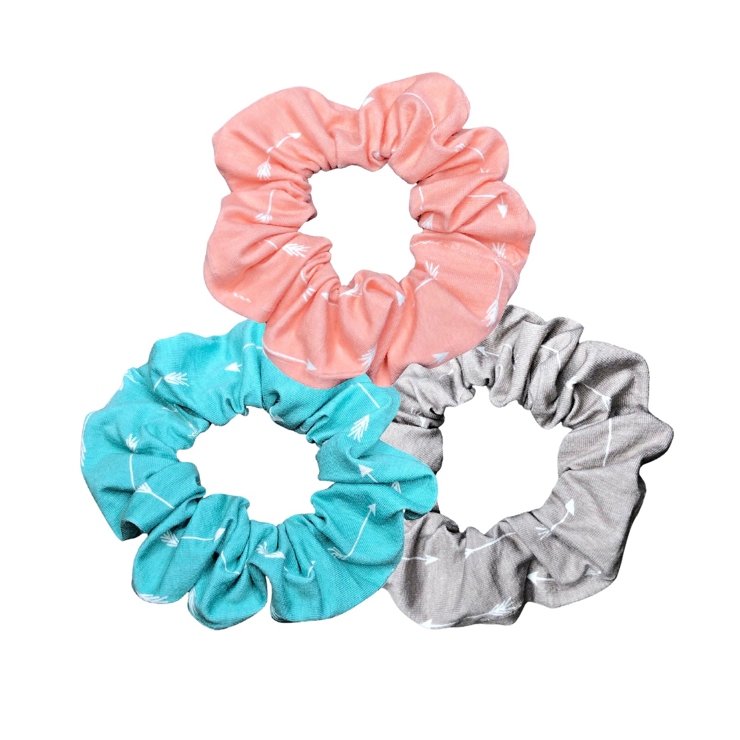 Boho Arrow Scrunchie, Pink, Blue, Gray