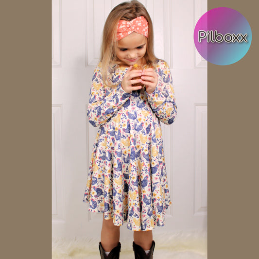 Beige Chicken Dress for Girls, TAT 2 weeks