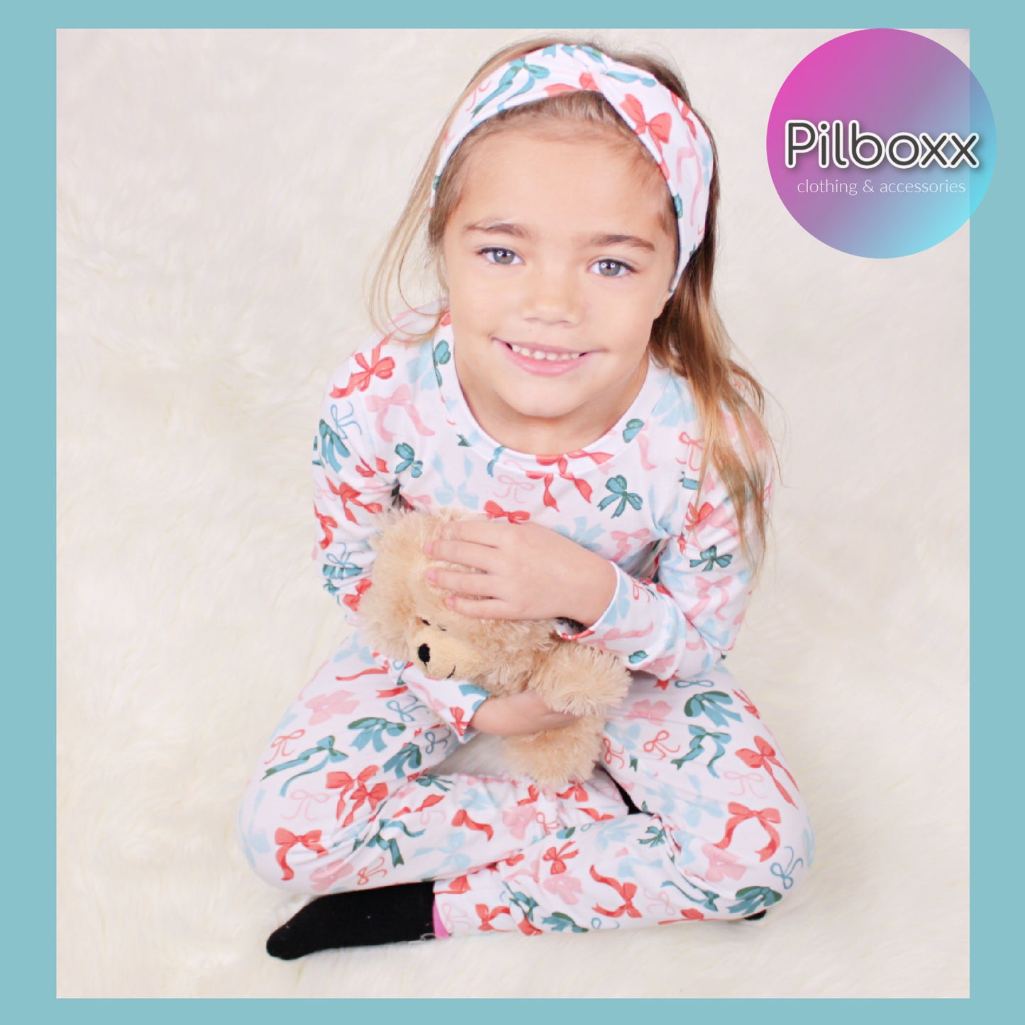 Christmas Bow Pajama Set for Girls, TAT 1-2 weeks