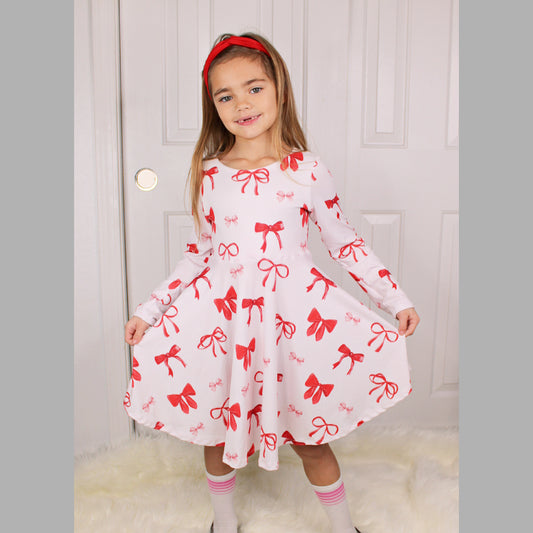 Valentine's Red Bow Dress for Girls, TAT 2 weeks