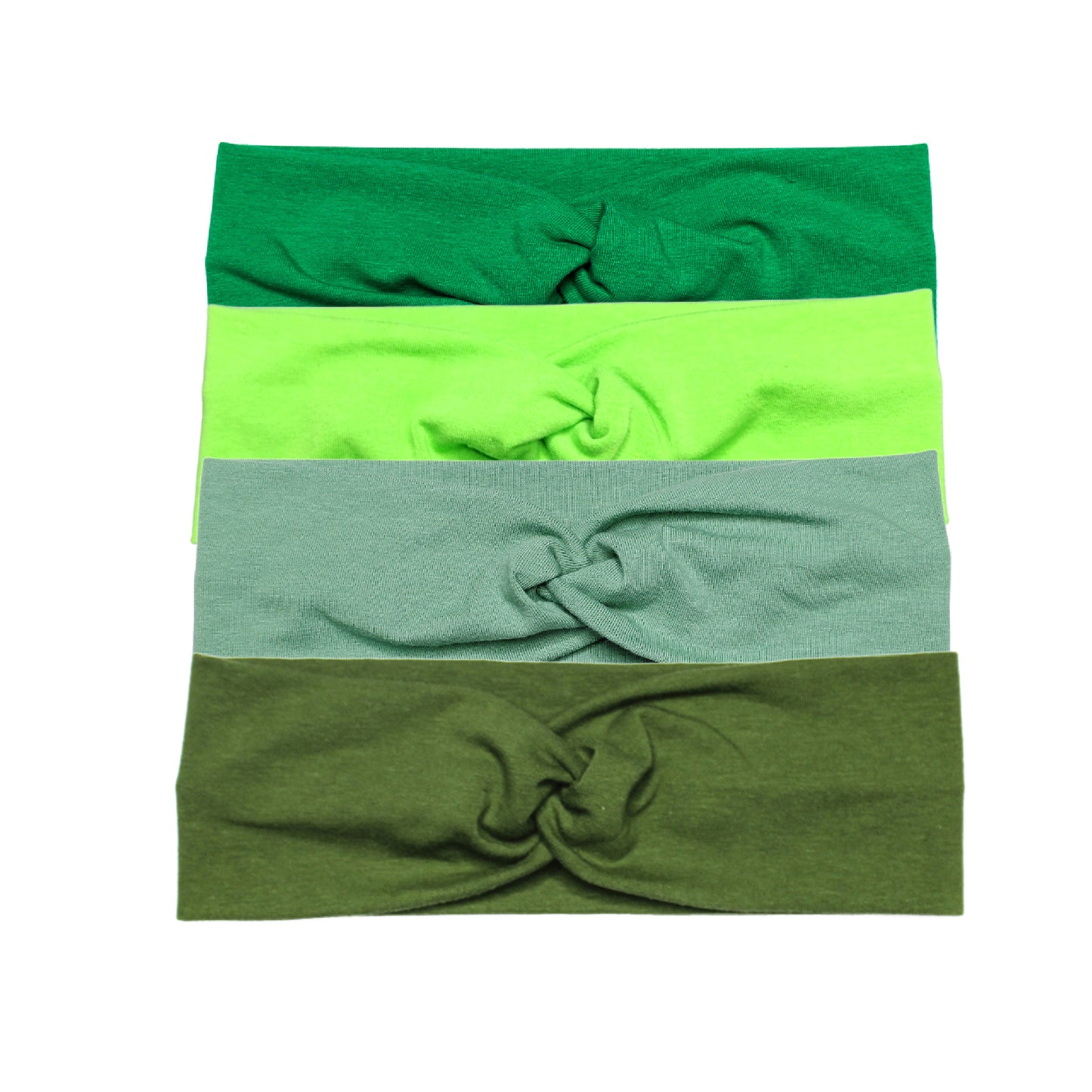 Green Solid Twist Cotton Headband for Women