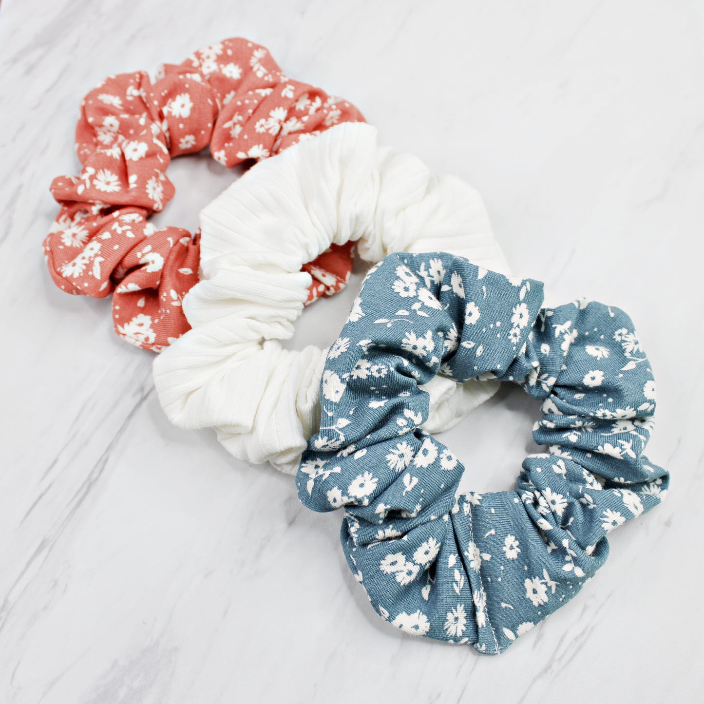 Small Muted Coral Flower Print Headband for Women, Cotton Spandex