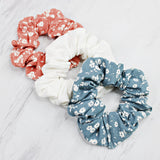 Wide Small Muted Coral Flower Print Headband for Women, Cotton Spandex