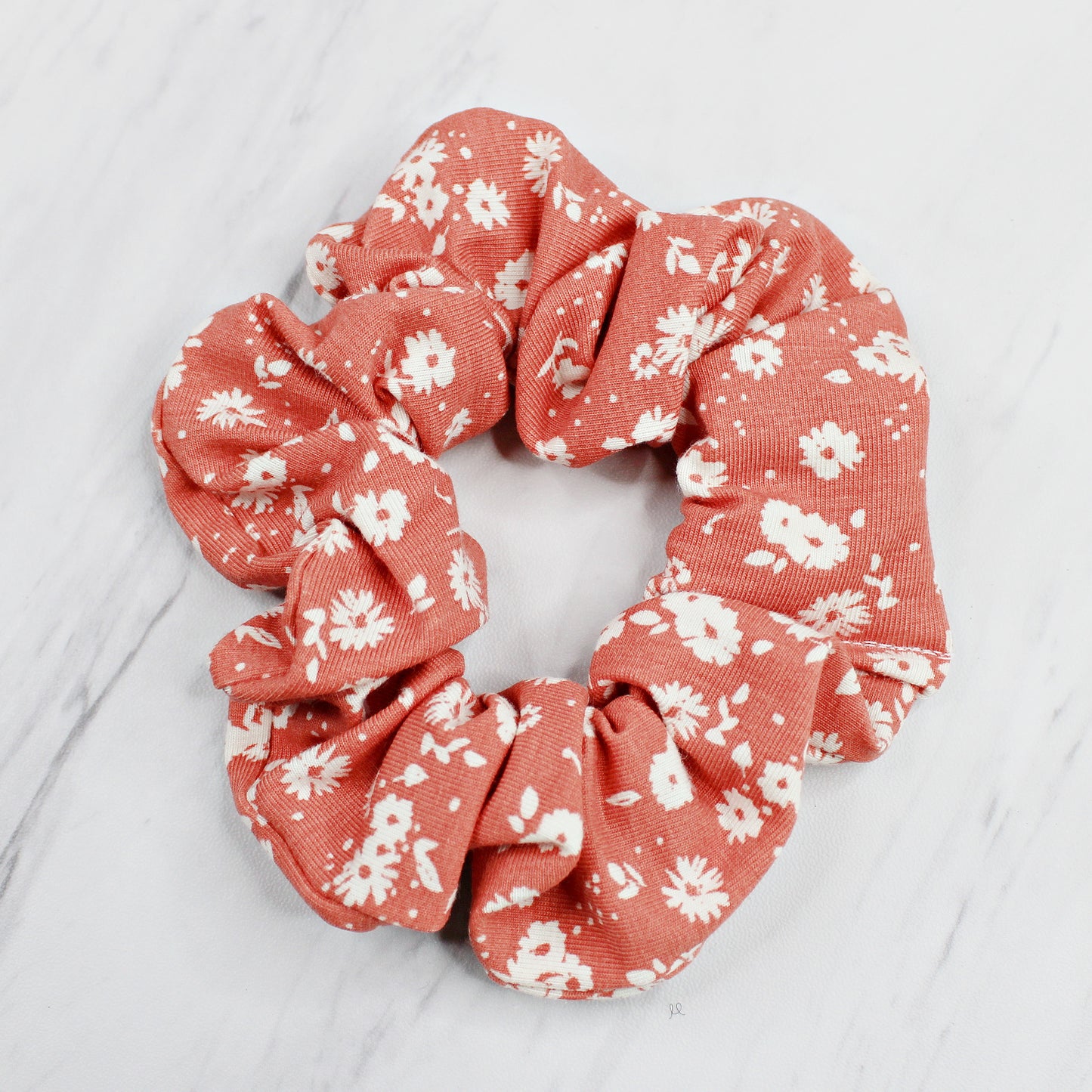 Small Muted Coral Flower Print Headband for Women, Cotton Spandex