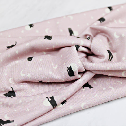 Wide Celestial Cats Headband, DustyPink