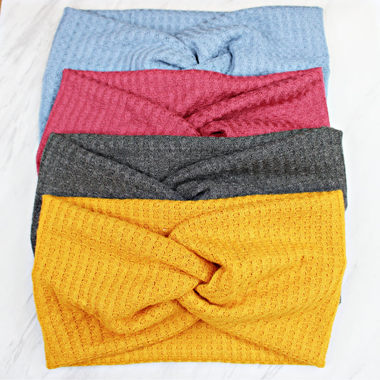 Comfy Cozy Fall Waffle Wide Headbands for Women