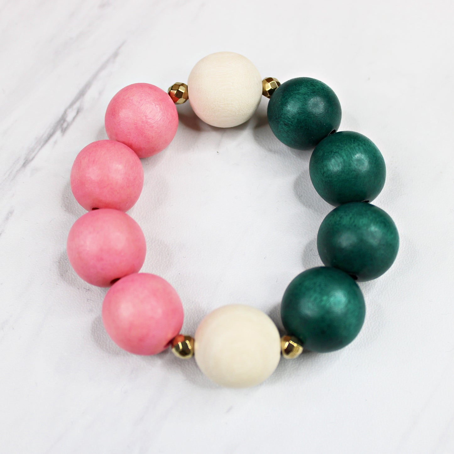 Jewel-Tone Wooden Bead Statement Stacking Bracelets for Women, Stretch