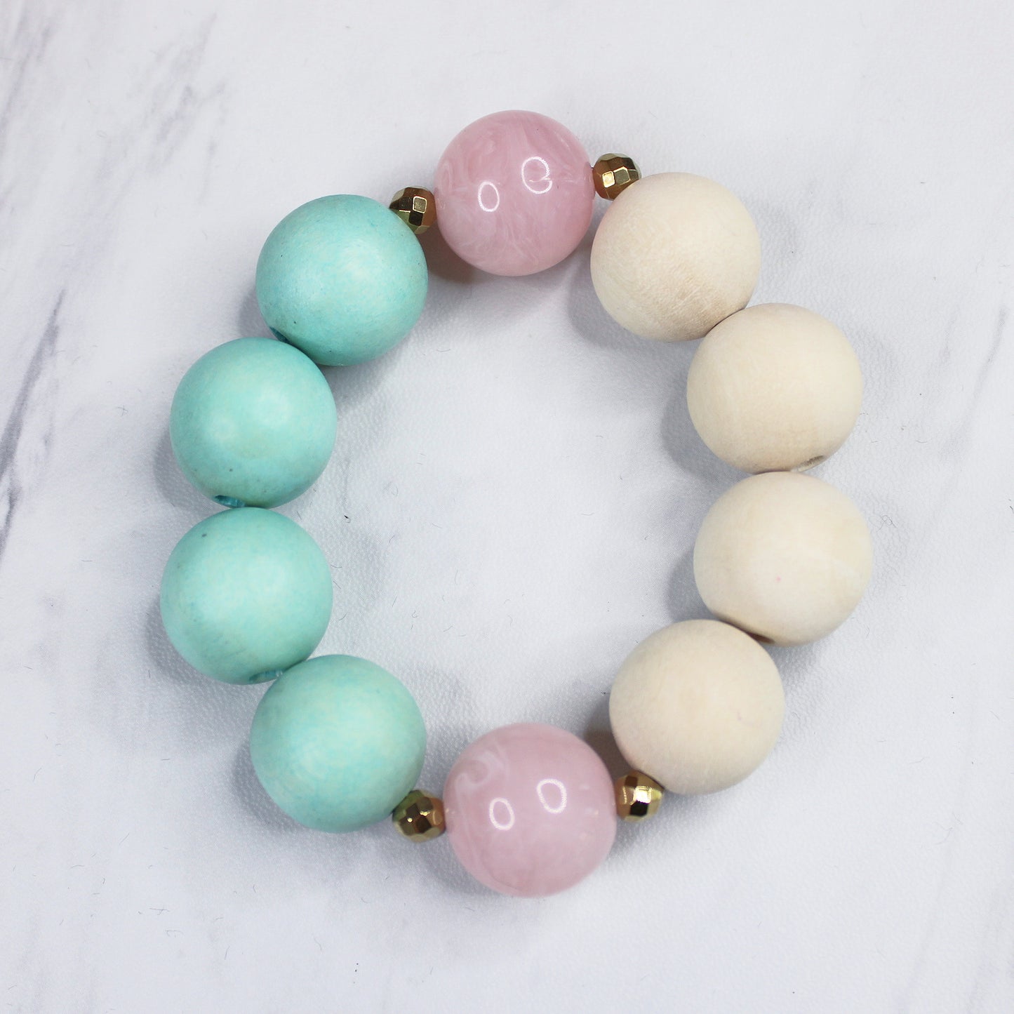 Jewel-Tone Wooden Bead Statement Stacking Bracelets for Women, Stretch