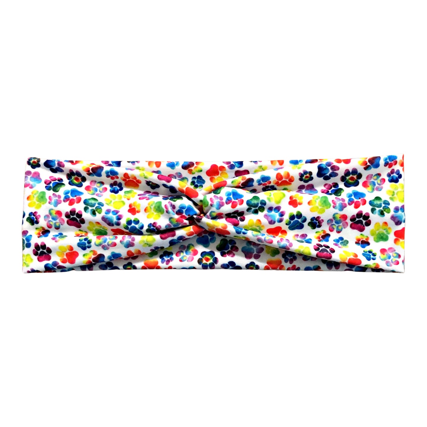 White Rainbow Paw Print Headband