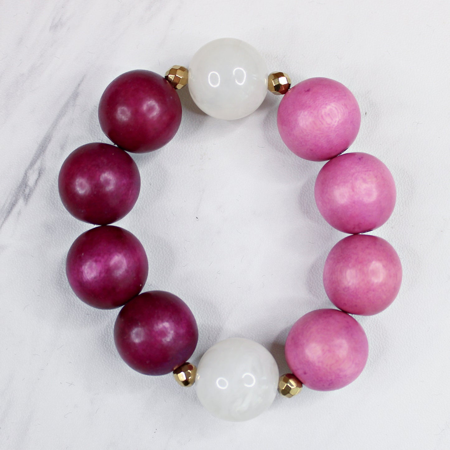 Jewel-Tone Wooden Bead Statement Stacking Bracelets for Women, Stretch