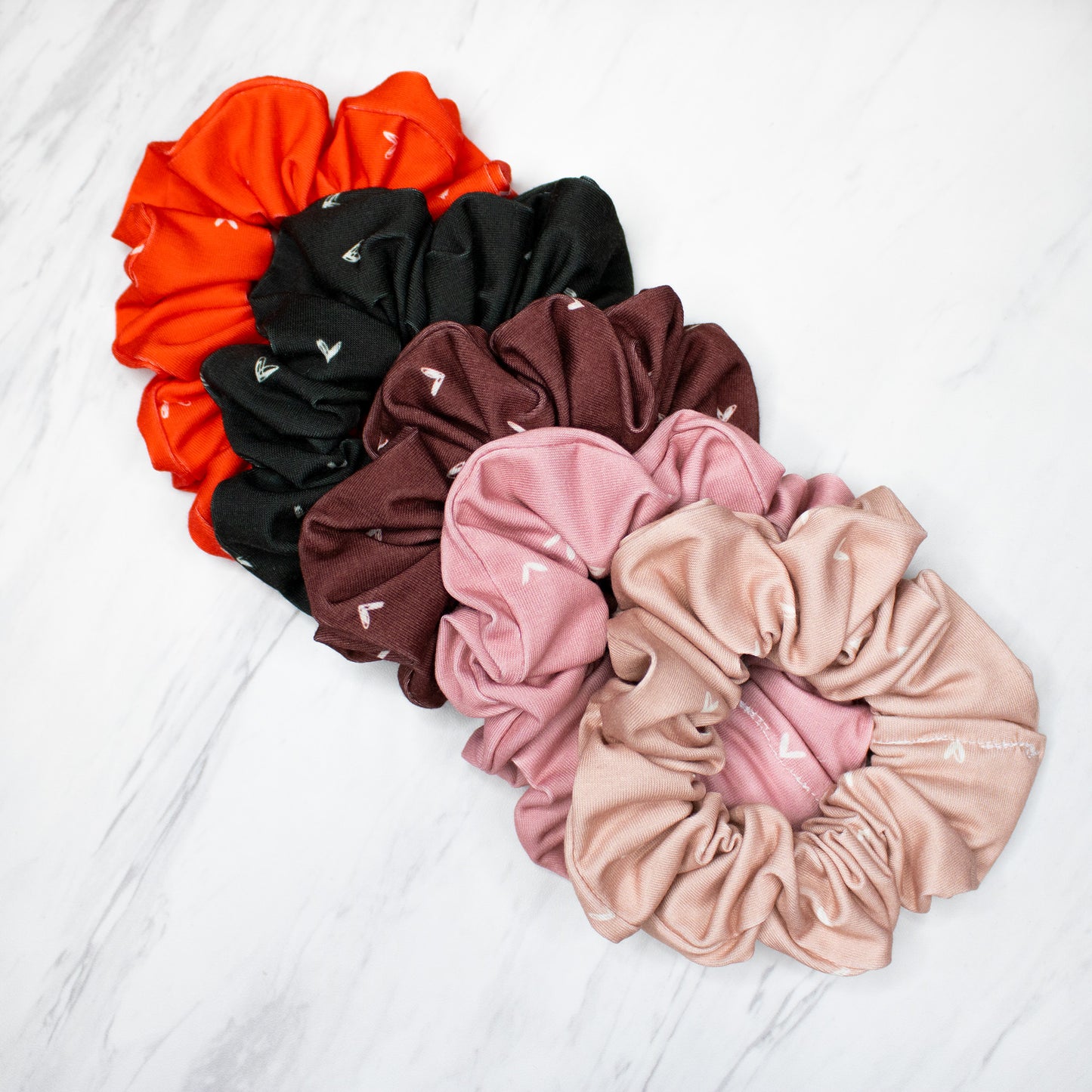 Doodle Heart Print Fabric Hair Tie Scrunchies