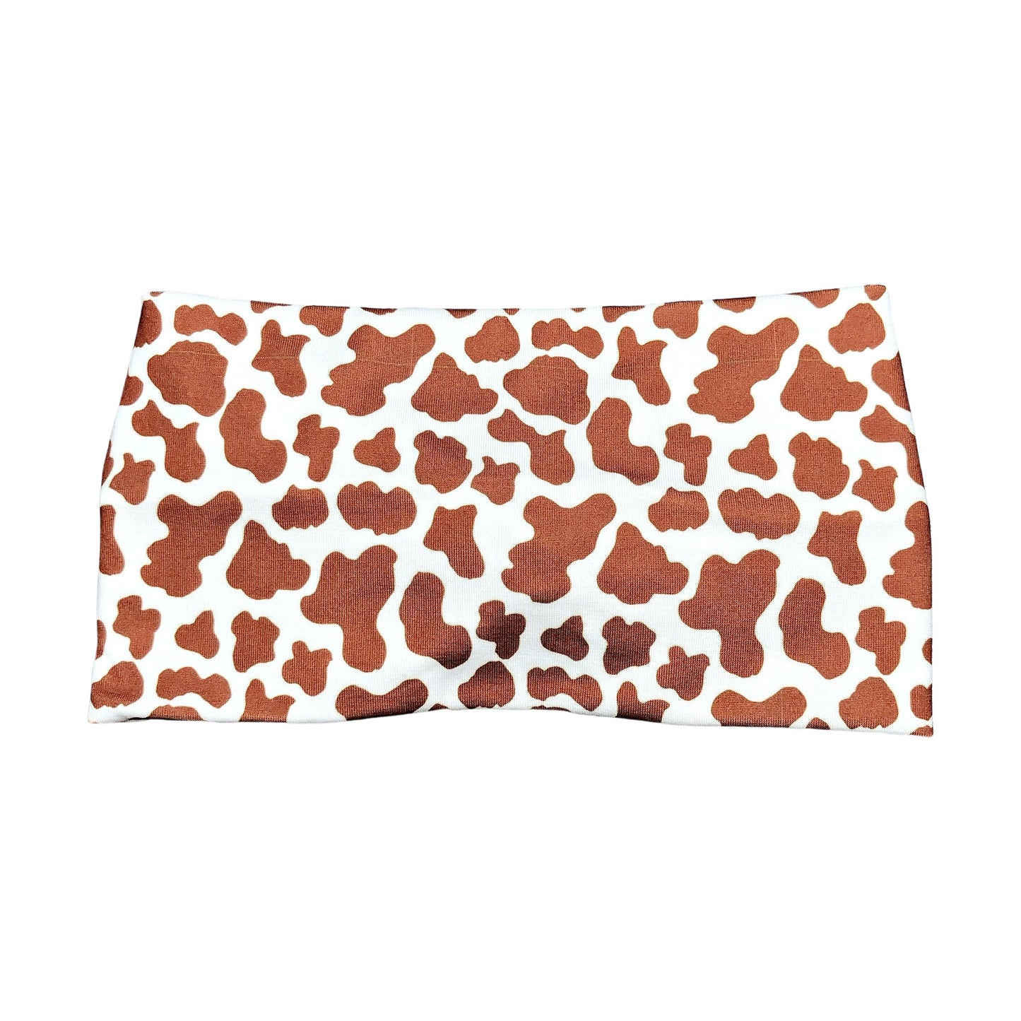 Wide Cow Print Turban Headband, Brown