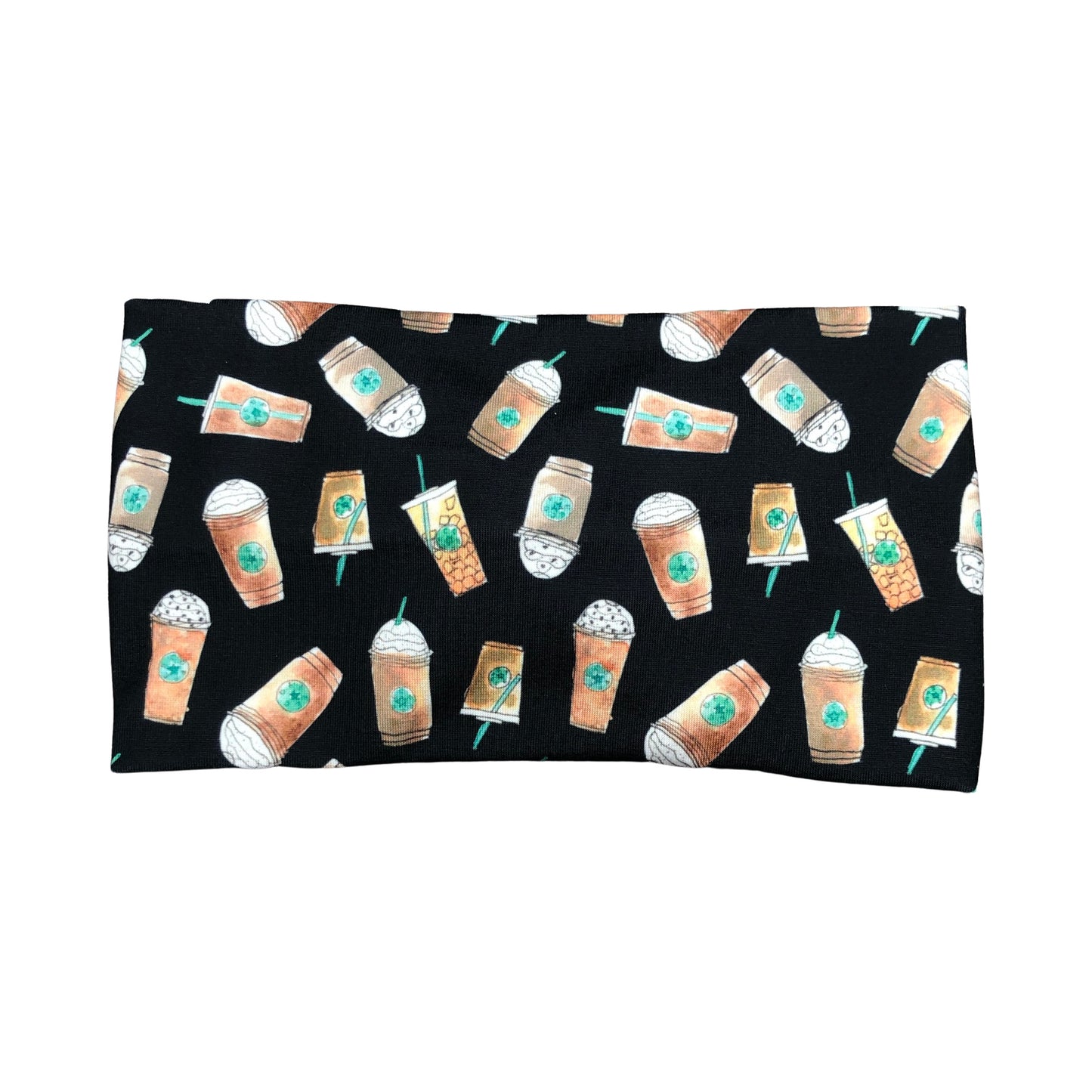 Wide Iced Coffee Print Headband for Women