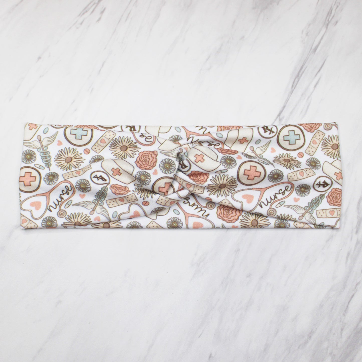 Retro Nurse Print Headbands for Women, Muted Earth Tones, Super Soft Collection