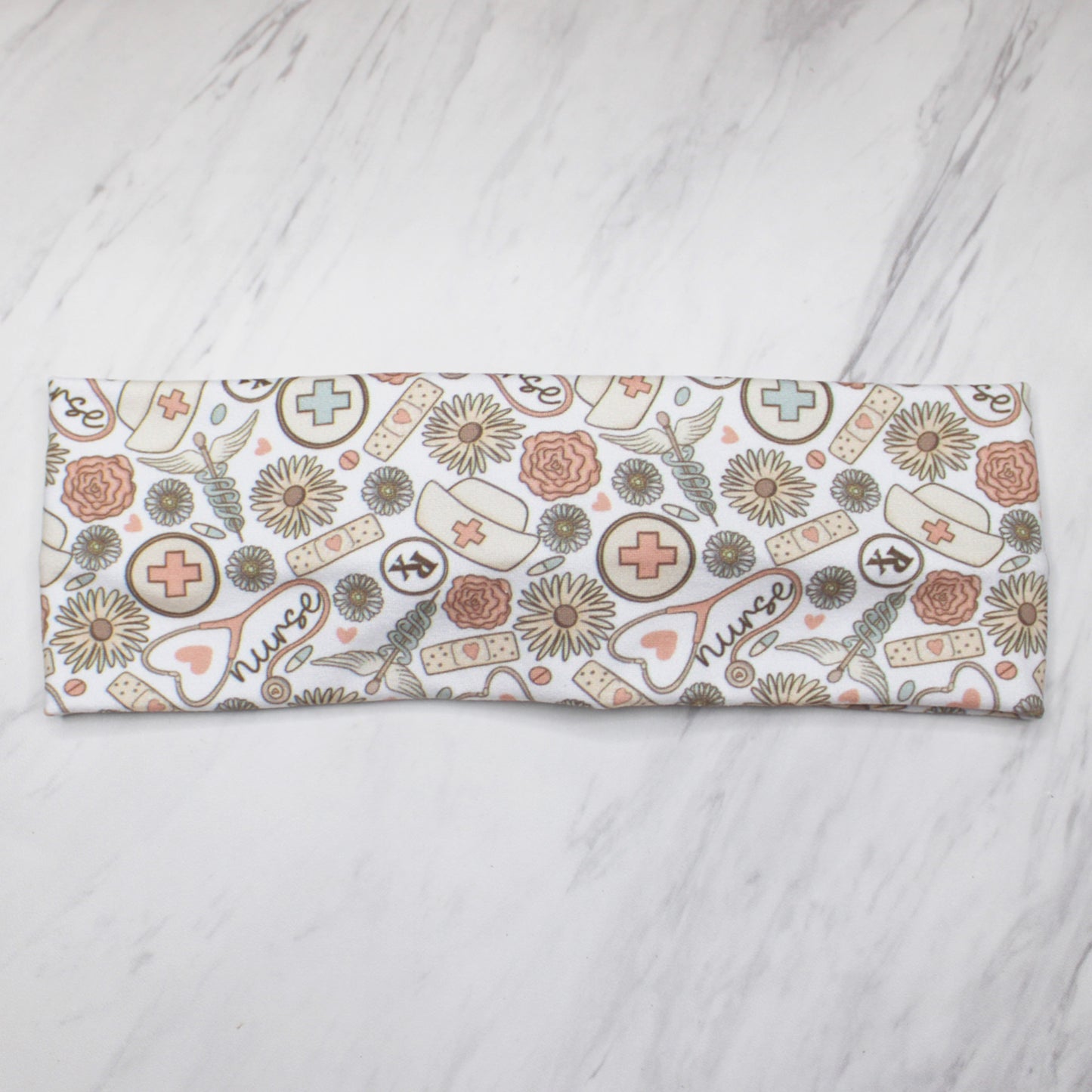 Retro Nurse Print Headbands for Women, Muted Earth Tones, Super Soft Collection