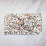 Wide Retro Nurse Print Headbands for Women, Muted Earth Tones, Super Soft Collection