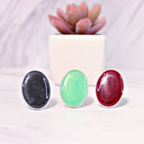Resin Oval Statement Ring for Women, Fall Colors, Burgundy, Mint or Gray