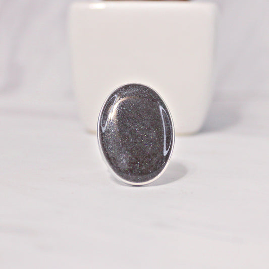 Resin Oval Statement Ring for Women, Adjustable