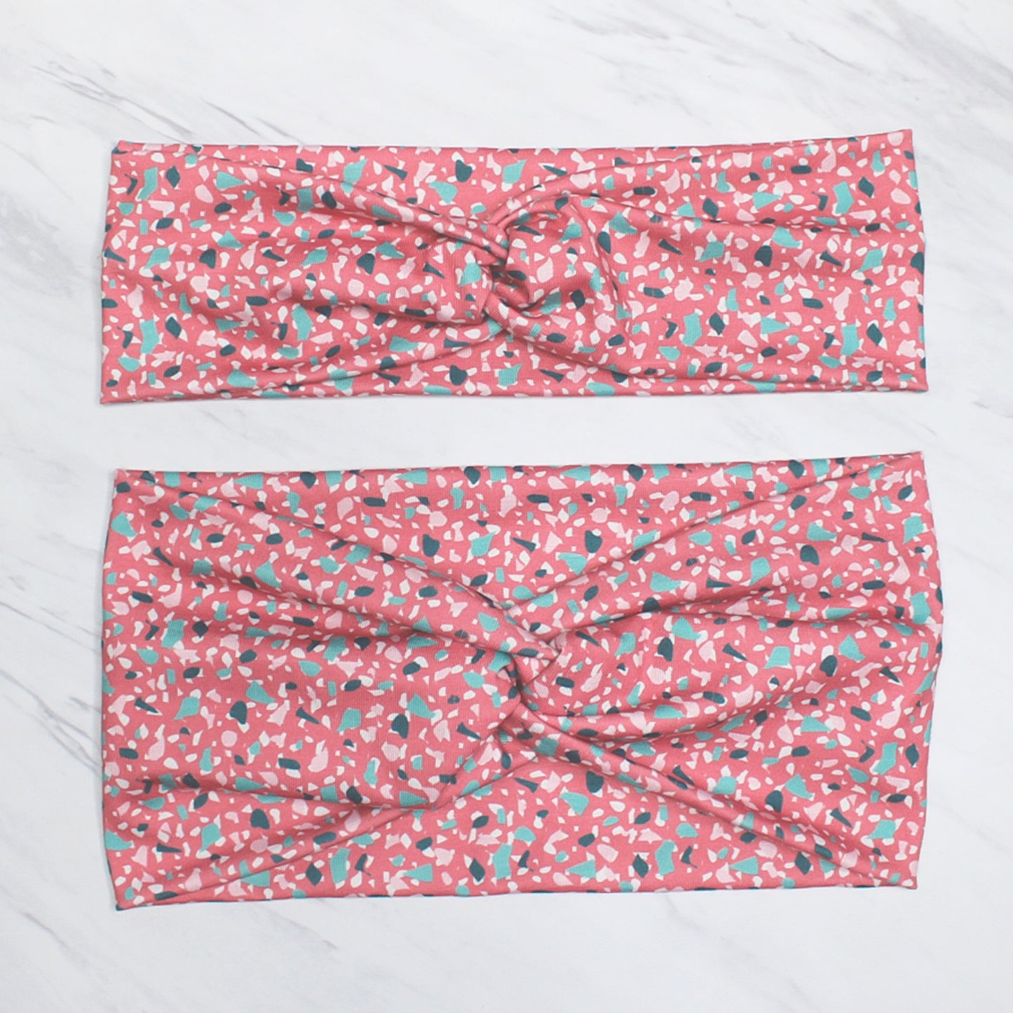 Pink and Teal Terrazzo Print Headband for Women