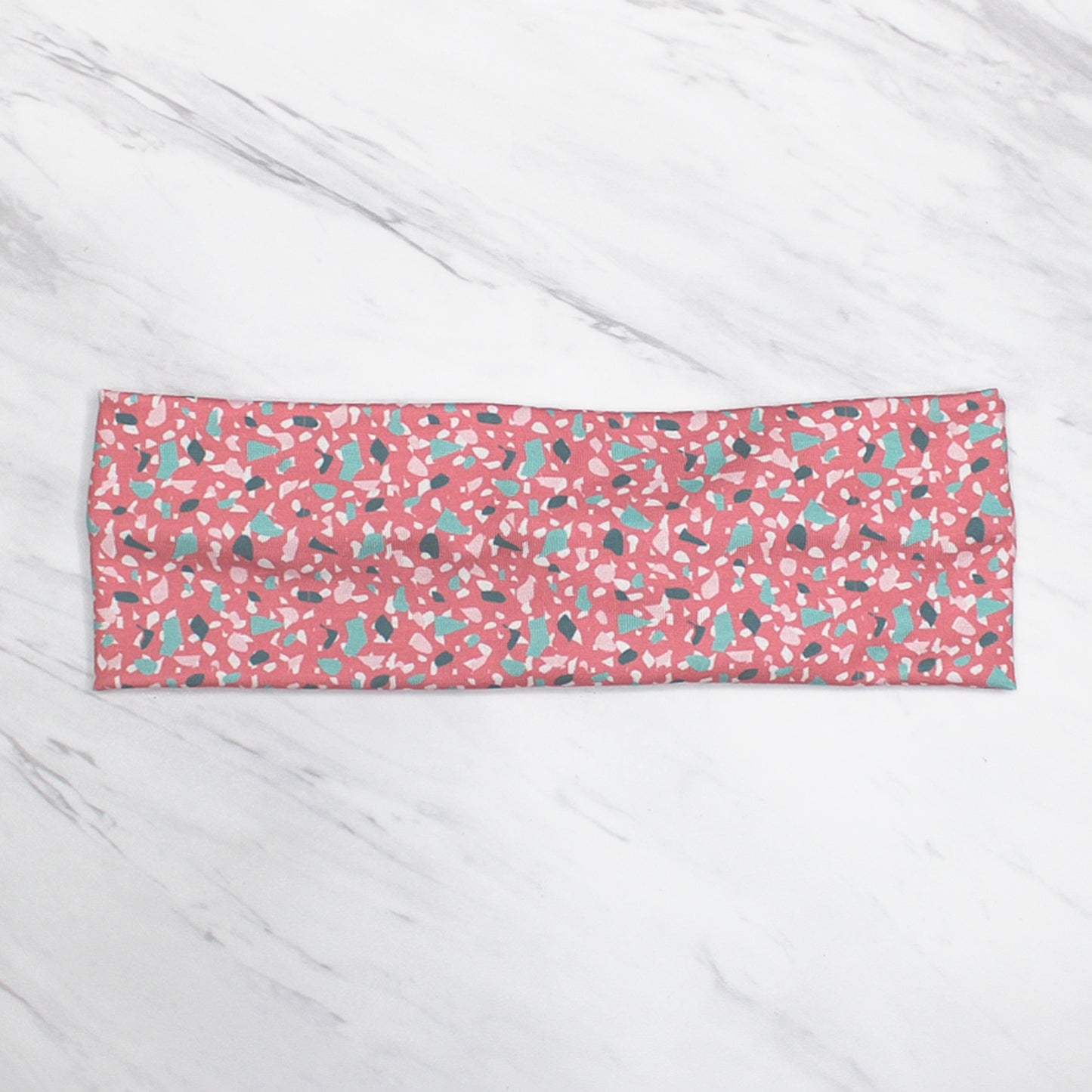 Pink and Teal Terrazzo Print Headband for Women