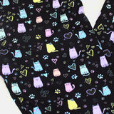 Kawaii Doodle Cat Print Leggings for Girls