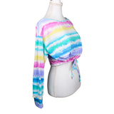 SMALL Watercolor Tie Dye Crop Top for Women, Loose Fit