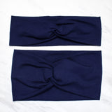 Solid Navy Blue Twist Headband, Cotton Spandex