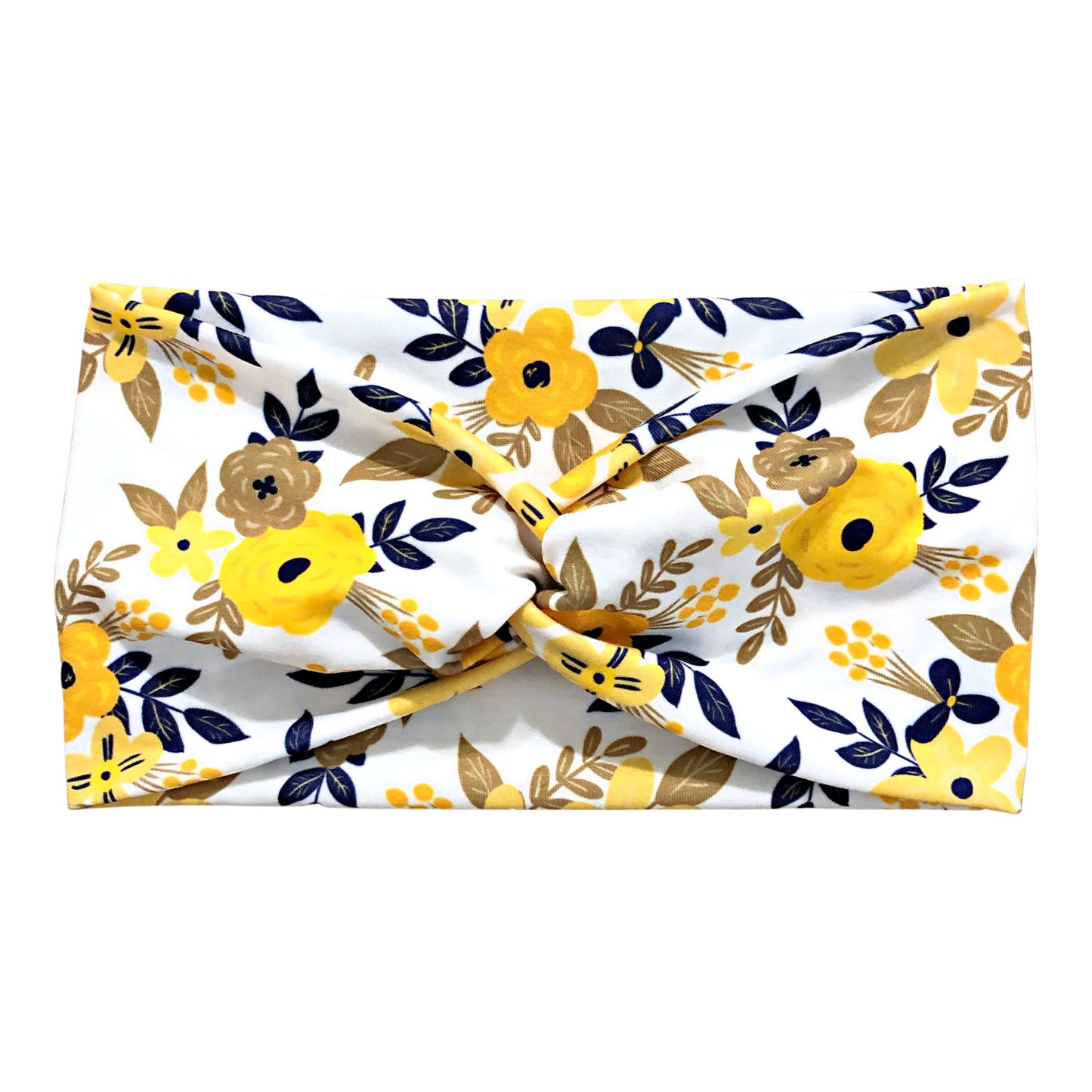 Navy-Blue and Mustard Yellow Flower Headband