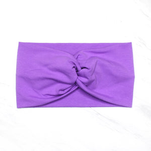Wide Solid Lavender Purple Headband, Cotton Spandex