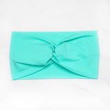 Wide Solid Turquoise Headband, Cotton Spandex