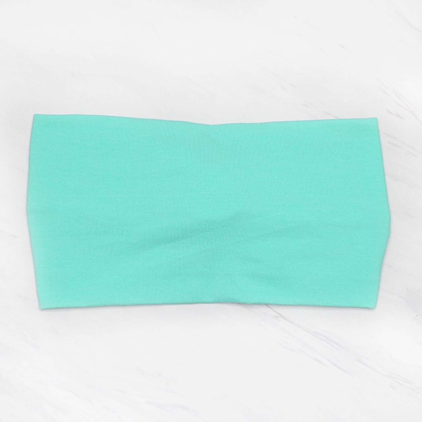 Wide Solid Turquoise Headband, Cotton Spandex