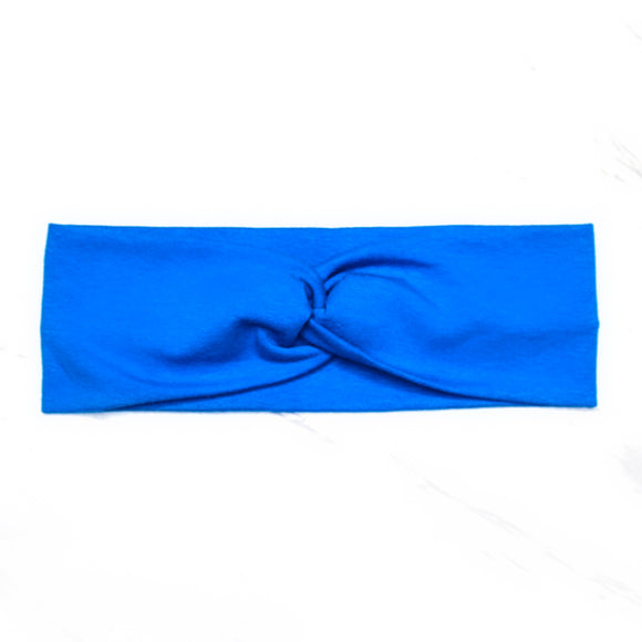 Solid Blue Headband, Cotton Spandex