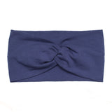 Wide Solid Slate Blue Headband, Cotton Spandex