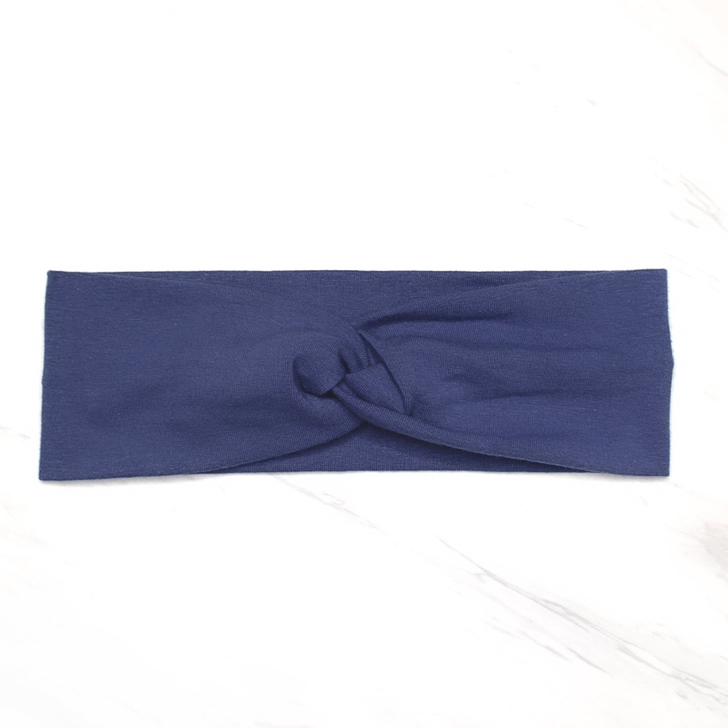 Blue Solid Twist Headband, Cotton Spandex